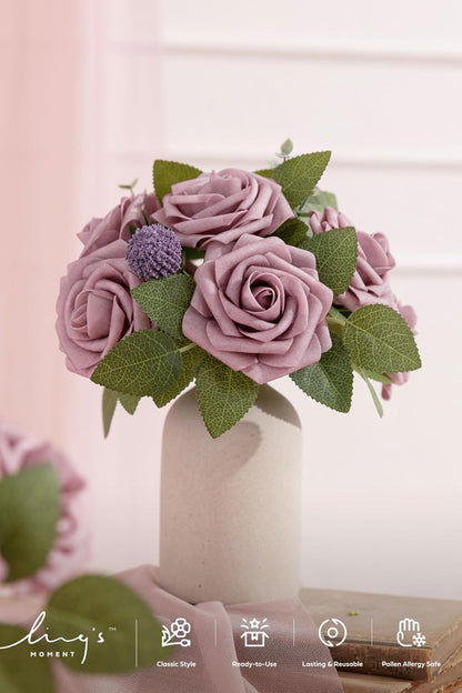 Artificial Flowers Walnut Brown Roses Decor w/Stems - Colors A