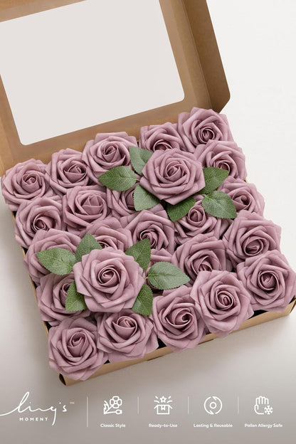 Artificial Flowers Walnut Brown Roses Decor w/Stems - Colors A