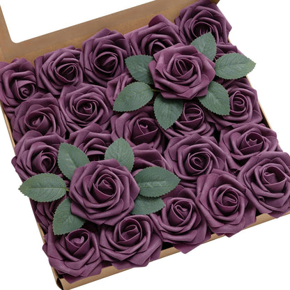 Artificial Flowers Walnut Brown Roses Decor w/Stems - Colors A