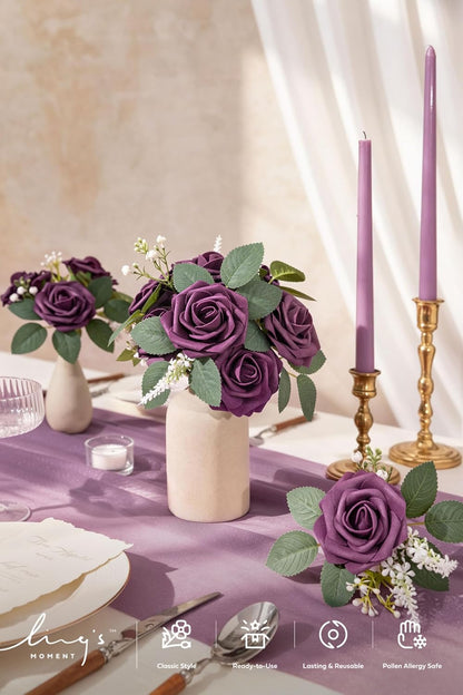 Artificial Flowers Walnut Brown Roses Decor w/Stems - Colors A