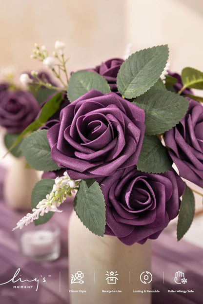 Artificial Flowers Walnut Brown Roses Decor w/Stems - Colors A