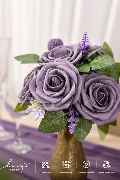Artificial Flowers Walnut Brown Roses Decor w/Stems - Colors A