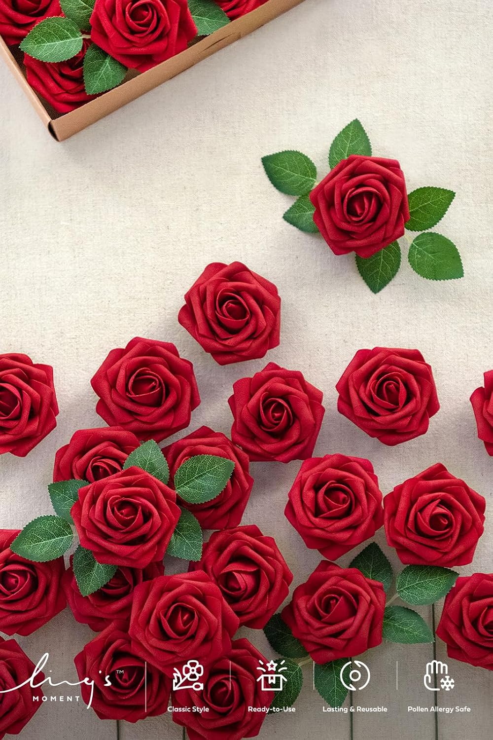 Artificial Flowers Walnut Brown Roses Decor w/Stems - Colors A