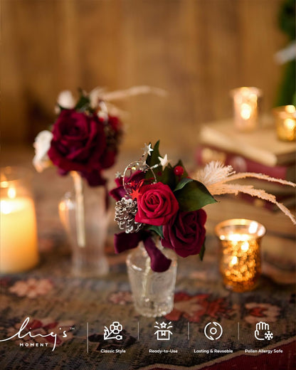 Artificial Flowers Walnut Brown Roses Decor w/Stems - Colors A