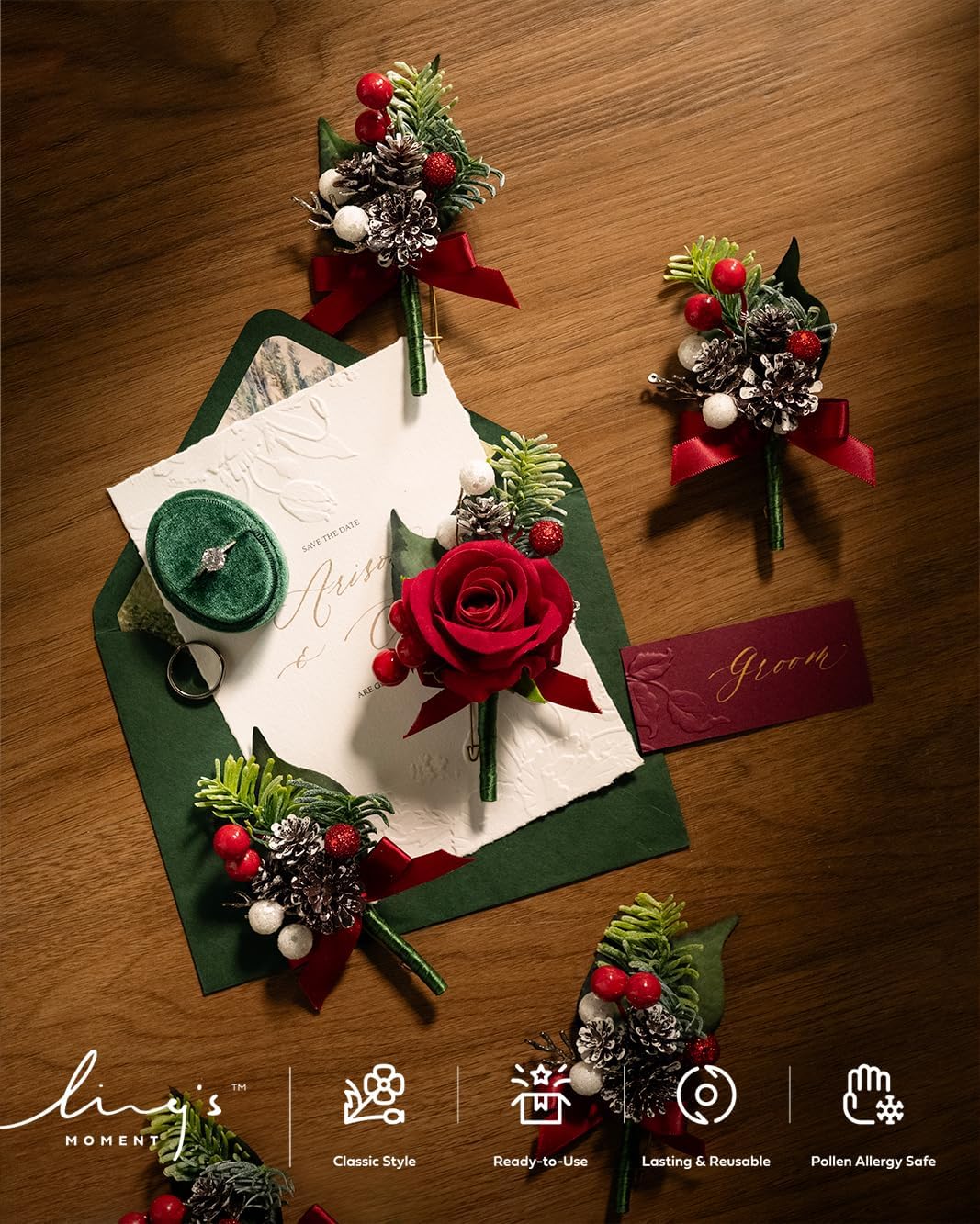 Artificial Flowers Walnut Brown Roses Decor w/Stems - Colors A
