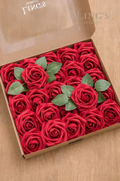 Artificial Flowers Walnut Brown Roses Decor w/Stems - Colors A