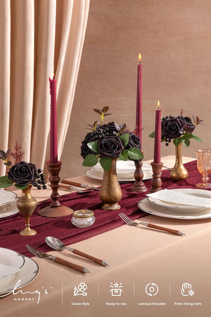 Artificial Flowers Walnut Brown Roses Decor w/Stems - Colors A
