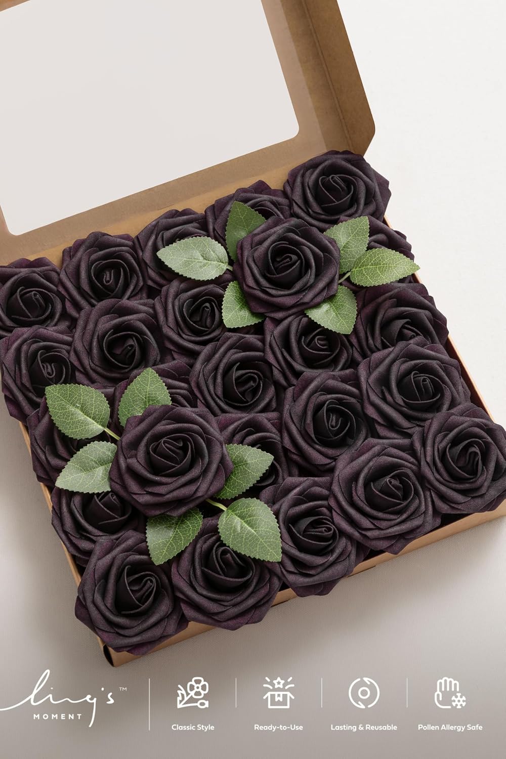Artificial Flowers Walnut Brown Roses Decor w/Stems - Colors A