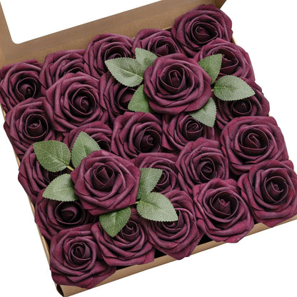 Artificial Flowers Walnut Brown Roses Decor w/Stems - Colors A
