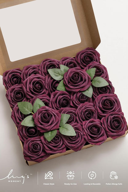 Artificial Flowers Walnut Brown Roses Decor w/Stems - Colors A