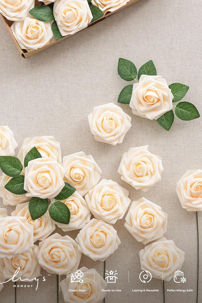 Artificial Flowers Walnut Brown Roses Decor w/Stems - Colors A