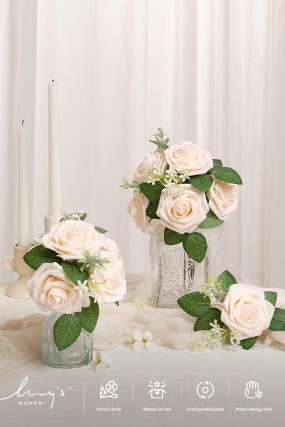 Artificial Flowers Walnut Brown Roses Decor w/Stems - Colors A