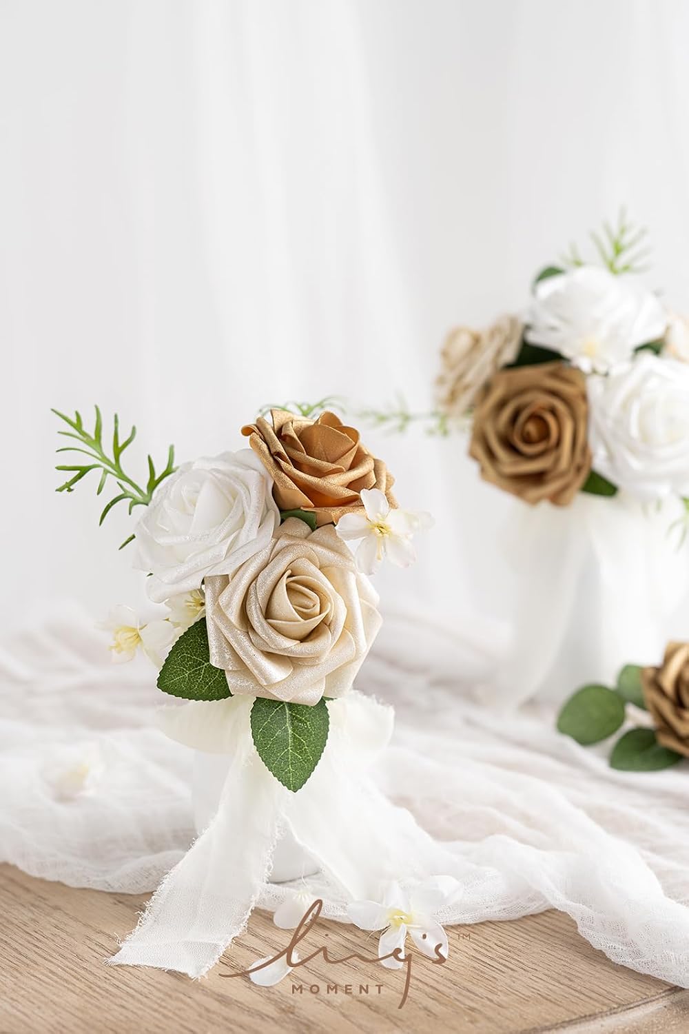 Artificial Flowers Walnut Brown Roses Decor w/Stems - Colors A