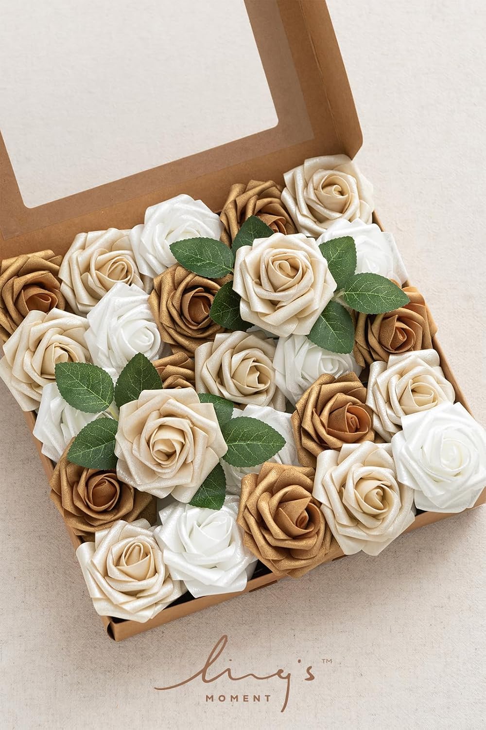 Artificial Flowers Walnut Brown Roses Decor w/Stems - Colors A