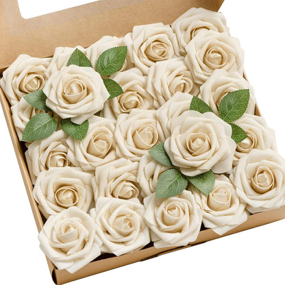 Artificial Flowers Walnut Brown Roses Decor w/Stems - Colors A