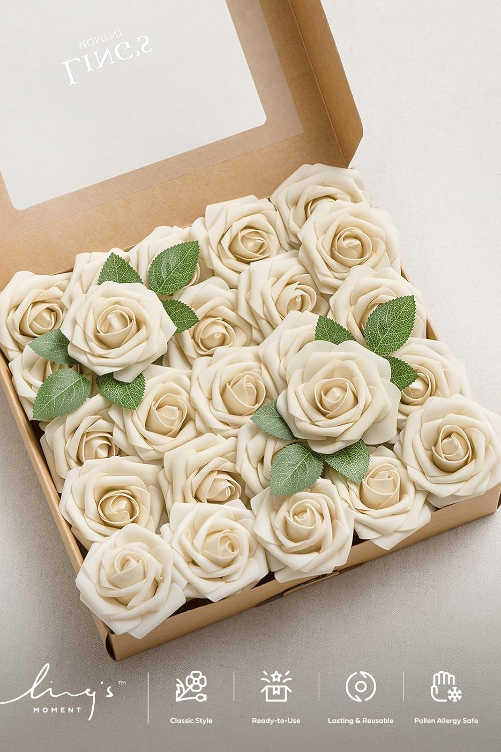 Artificial Flowers Walnut Brown Roses Decor w/Stems - Colors A