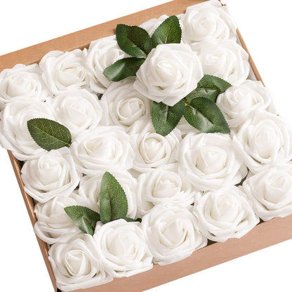 Artificial Flowers Walnut Brown Roses Decor w/Stems - Colors A