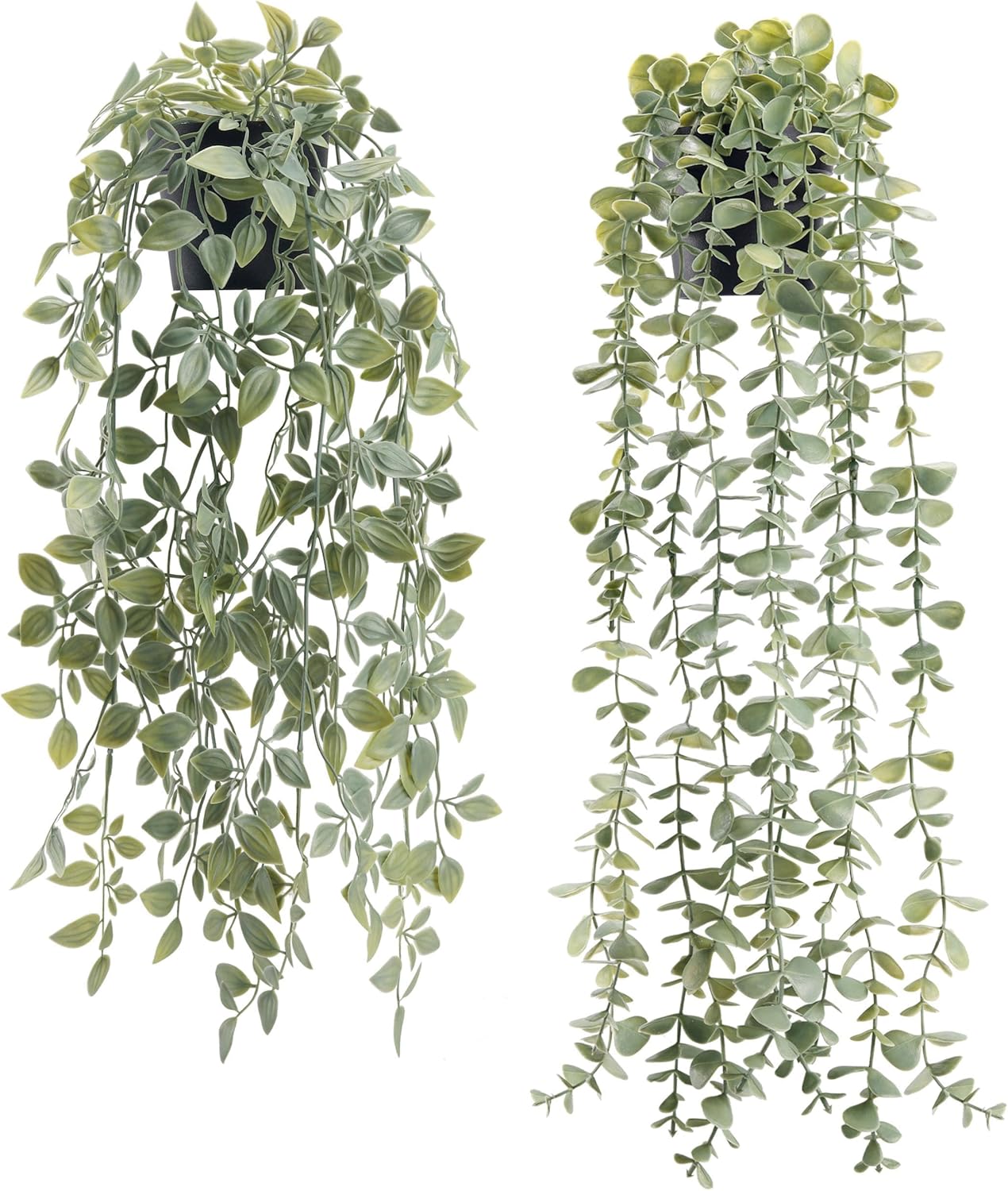 1Pcs Fake Plants Hanging Artificial Potted Faux Eucalyptus Plants for Modern Boho Farmhouse Bathroom Office Desk Wall Art Shelf Living Room Aesthetic Decor Indoor
