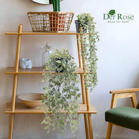 1Pcs Fake Plants Hanging Artificial Potted Faux Eucalyptus Plants for Modern Boho Farmhouse Bathroom Office Desk Wall Art Shelf Living Room Aesthetic Decor Indoor