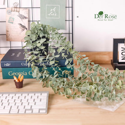 1Pcs Fake Plants Hanging Artificial Potted Faux Eucalyptus Plants for Modern Boho Farmhouse Bathroom Office Desk Wall Art Shelf Living Room Aesthetic Decor Indoor