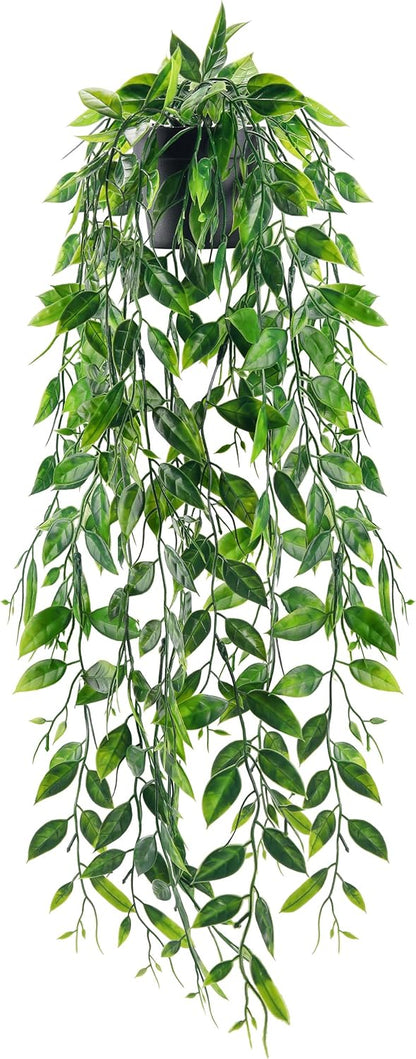1Pcs Fake Plants Hanging Artificial Potted Faux Eucalyptus Plants for Modern Boho Farmhouse Bathroom Office Desk Wall Art Shelf Living Room Aesthetic Decor Indoor