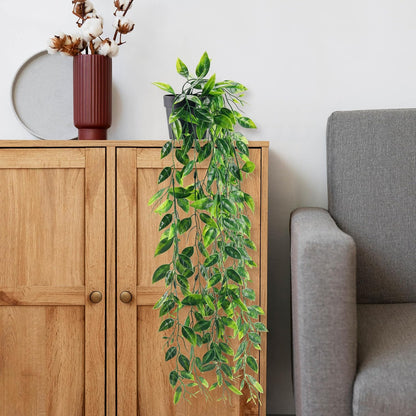 1Pcs Fake Plants Hanging Artificial Potted Faux Eucalyptus Plants for Modern Boho Farmhouse Bathroom Office Desk Wall Art Shelf Living Room Aesthetic Decor Indoor