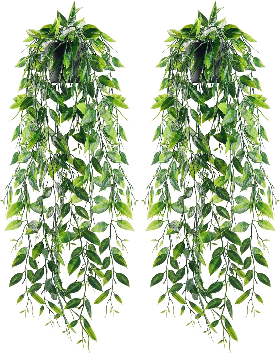 1Pcs Fake Plants Hanging Artificial Potted Faux Eucalyptus Plants for Modern Boho Farmhouse Bathroom Office Desk Wall Art Shelf Living Room Aesthetic Decor Indoor