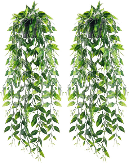 1Pcs Fake Plants Hanging Artificial Potted Faux Eucalyptus Plants for Modern Boho Farmhouse Bathroom Office Desk Wall Art Shelf Living Room Aesthetic Decor Indoor
