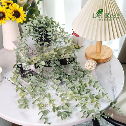 1Pcs Fake Plants Hanging Artificial Potted Faux Eucalyptus Plants for Modern Boho Farmhouse Bathroom Office Desk Wall Art Shelf Living Room Aesthetic Decor Indoor