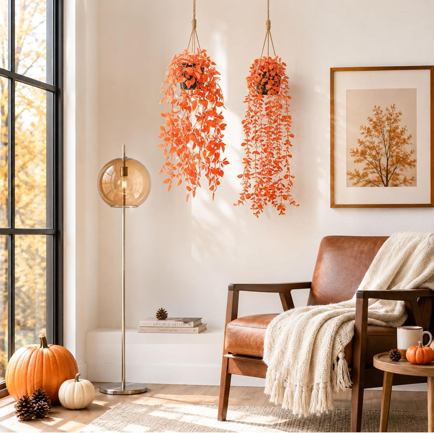 1Pcs Fake Plants Hanging Artificial Potted Faux Eucalyptus Plants for Modern Boho Farmhouse Bathroom Office Desk Wall Art Shelf Living Room Aesthetic Decor Indoor