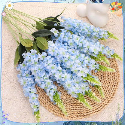 15 Pcs Delphinium Artificial Flowers for Decoration, 27.5 Inch Long Stem Larkspur Fake Flowers Light Blue Faux Silk Bouquets for Tall Vase Wedding Home Decor Floral Arrangements(Light Blue)