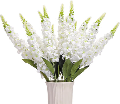 15 Pcs Delphinium Artificial Flowers for Decoration, 27.5 Inch Long Stem Larkspur Fake Flowers Light Blue Faux Silk Bouquets for Tall Vase Wedding Home Decor Floral Arrangements(Light Blue)