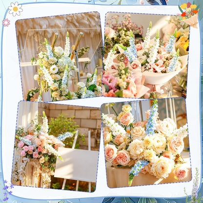 15 Pcs Delphinium Artificial Flowers for Decoration, 27.5 Inch Long Stem Larkspur Fake Flowers Light Blue Faux Silk Bouquets for Tall Vase Wedding Home Decor Floral Arrangements(Light Blue)