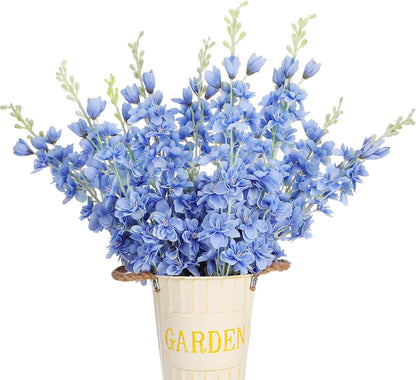 15 Pcs Delphinium Artificial Flowers for Decoration, 27.5 Inch Long Stem Larkspur Fake Flowers Light Blue Faux Silk Bouquets for Tall Vase Wedding Home Decor Floral Arrangements(Light Blue)