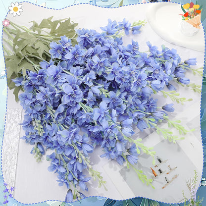 15 Pcs Delphinium Artificial Flowers for Decoration, 27.5 Inch Long Stem Larkspur Fake Flowers Light Blue Faux Silk Bouquets for Tall Vase Wedding Home Decor Floral Arrangements(Light Blue)