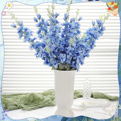 15 Pcs Delphinium Artificial Flowers for Decoration, 27.5 Inch Long Stem Larkspur Fake Flowers Light Blue Faux Silk Bouquets for Tall Vase Wedding Home Decor Floral Arrangements(Light Blue)