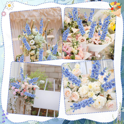15 Pcs Delphinium Artificial Flowers for Decoration, 27.5 Inch Long Stem Larkspur Fake Flowers Light Blue Faux Silk Bouquets for Tall Vase Wedding Home Decor Floral Arrangements(Light Blue)