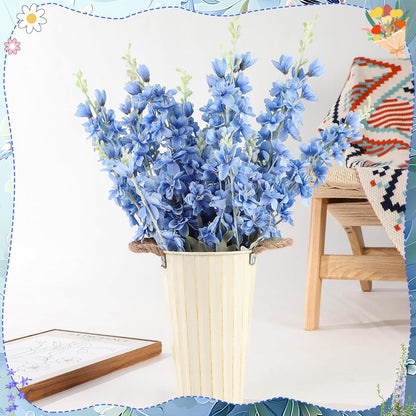 15 Pcs Delphinium Artificial Flowers for Decoration, 27.5 Inch Long Stem Larkspur Fake Flowers Light Blue Faux Silk Bouquets for Tall Vase Wedding Home Decor Floral Arrangements(Light Blue)