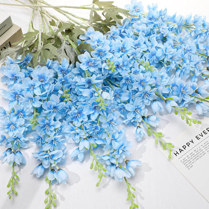 15 Pcs Delphinium Artificial Flowers for Decoration, 27.5 Inch Long Stem Larkspur Fake Flowers Light Blue Faux Silk Bouquets for Tall Vase Wedding Home Decor Floral Arrangements(Light Blue)