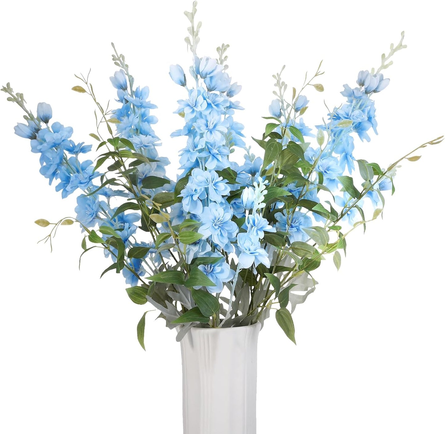 15 Pcs Delphinium Artificial Flowers for Decoration, 27.5 Inch Long Stem Larkspur Fake Flowers Light Blue Faux Silk Bouquets for Tall Vase Wedding Home Decor Floral Arrangements(Light Blue)