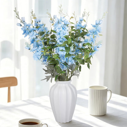 15 Pcs Delphinium Artificial Flowers for Decoration, 27.5 Inch Long Stem Larkspur Fake Flowers Light Blue Faux Silk Bouquets for Tall Vase Wedding Home Decor Floral Arrangements(Light Blue)