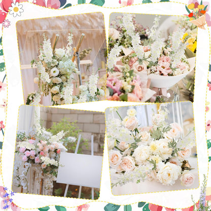 15 Pcs Delphinium Artificial Flowers for Decoration, 27.5 Inch Long Stem Larkspur Fake Flowers Light Blue Faux Silk Bouquets for Tall Vase Wedding Home Decor Floral Arrangements(Light Blue)