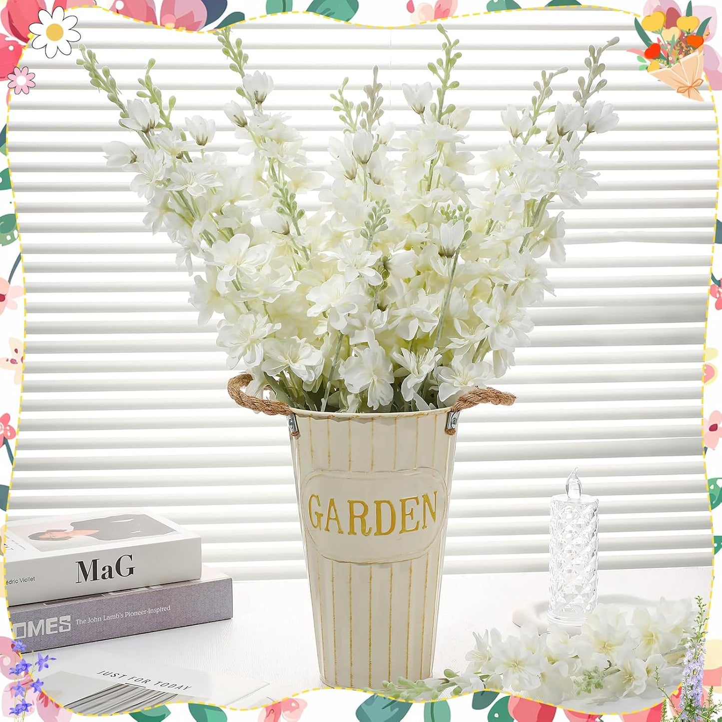 15 Pcs Delphinium Artificial Flowers for Decoration, 27.5 Inch Long Stem Larkspur Fake Flowers Light Blue Faux Silk Bouquets for Tall Vase Wedding Home Decor Floral Arrangements(Light Blue)