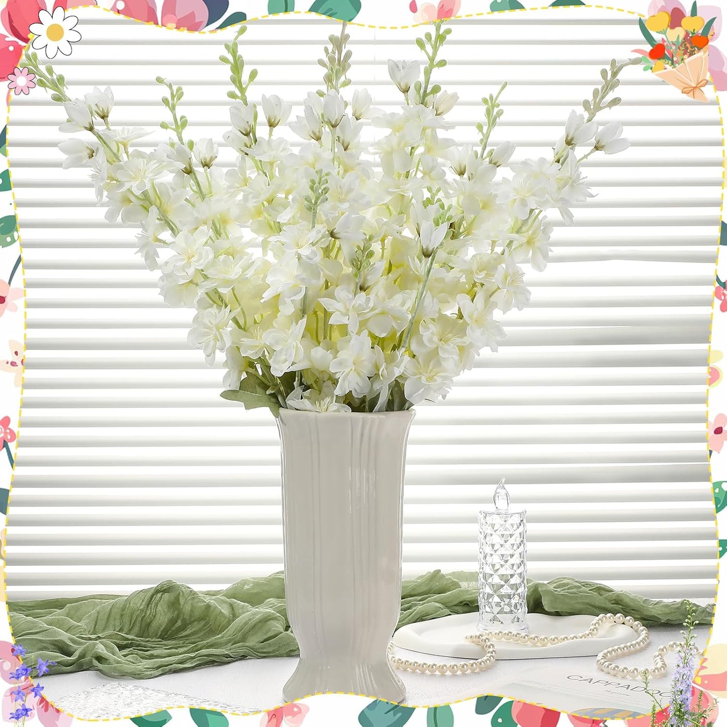 15 Pcs Delphinium Artificial Flowers for Decoration, 27.5 Inch Long Stem Larkspur Fake Flowers Light Blue Faux Silk Bouquets for Tall Vase Wedding Home Decor Floral Arrangements(Light Blue)