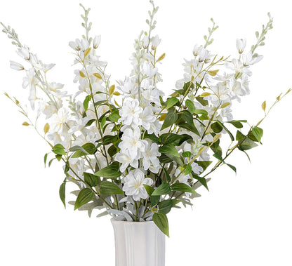 15 Pcs Delphinium Artificial Flowers for Decoration, 27.5 Inch Long Stem Larkspur Fake Flowers Light Blue Faux Silk Bouquets for Tall Vase Wedding Home Decor Floral Arrangements(Light Blue)