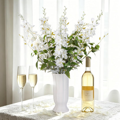 15 Pcs Delphinium Artificial Flowers for Decoration, 27.5 Inch Long Stem Larkspur Fake Flowers Light Blue Faux Silk Bouquets for Tall Vase Wedding Home Decor Floral Arrangements(Light Blue)