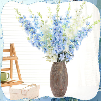 15 Pcs Delphinium Artificial Flowers for Decoration, 27.5 Inch Long Stem Larkspur Fake Flowers Light Blue Faux Silk Bouquets for Tall Vase Wedding Home Decor Floral Arrangements(Light Blue)