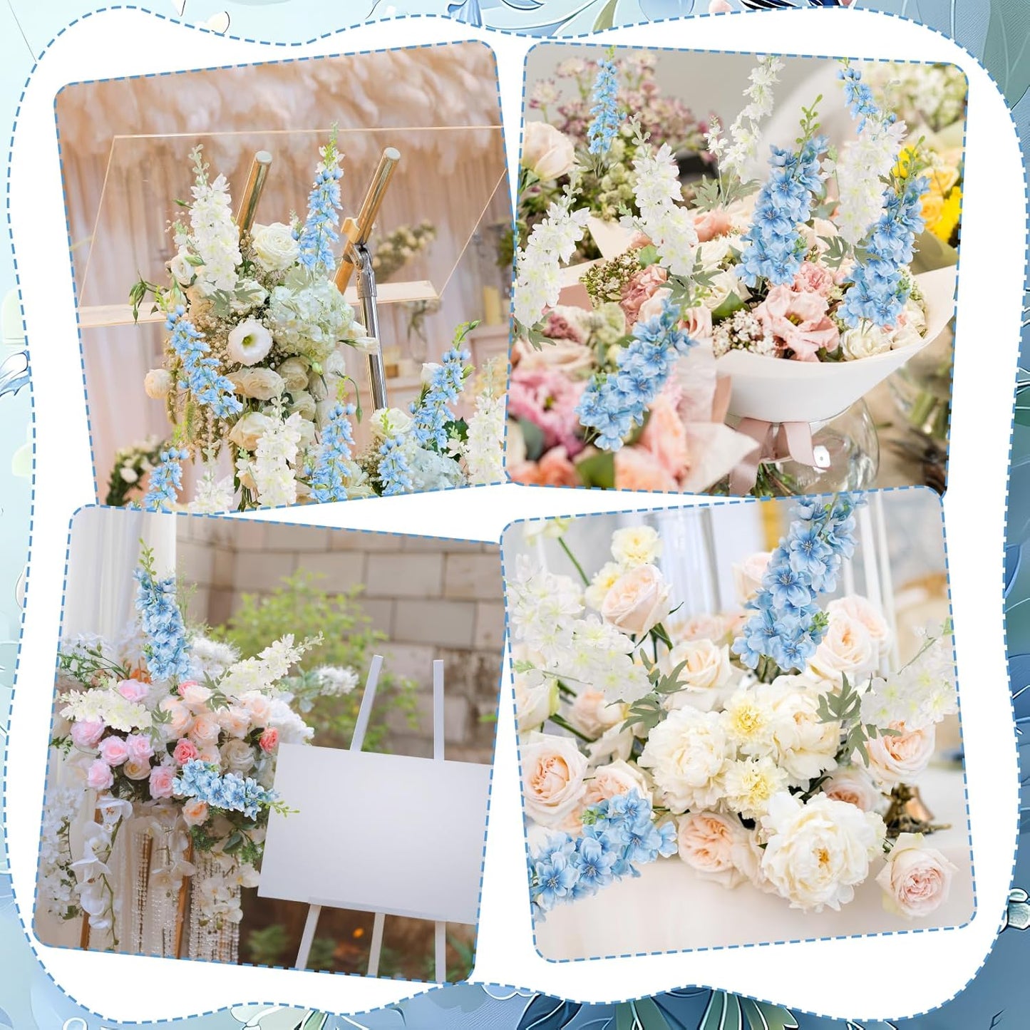 15 Pcs Delphinium Artificial Flowers for Decoration, 27.5 Inch Long Stem Larkspur Fake Flowers Light Blue Faux Silk Bouquets for Tall Vase Wedding Home Decor Floral Arrangements(Light Blue)
