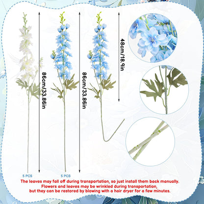 15 Pcs Delphinium Artificial Flowers for Decoration, 27.5 Inch Long Stem Larkspur Fake Flowers Light Blue Faux Silk Bouquets for Tall Vase Wedding Home Decor Floral Arrangements(Light Blue)