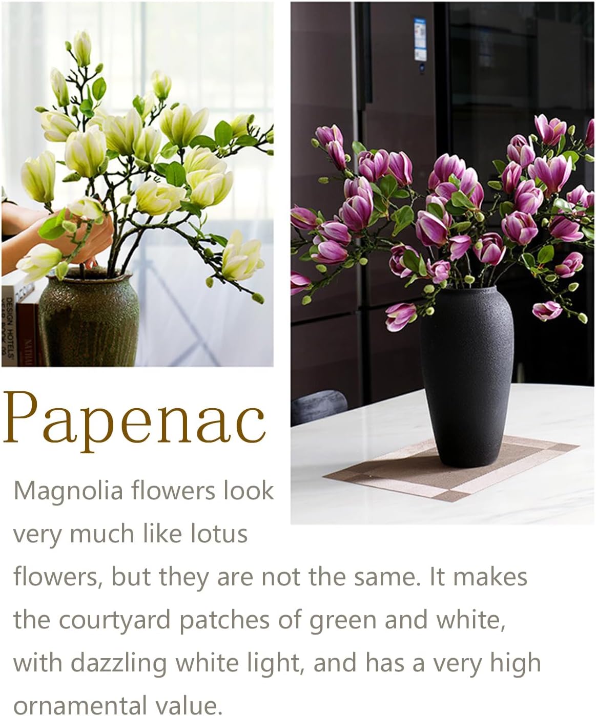 Magnolia Flowers Artificial Branches with Realistic Buds & Leaves